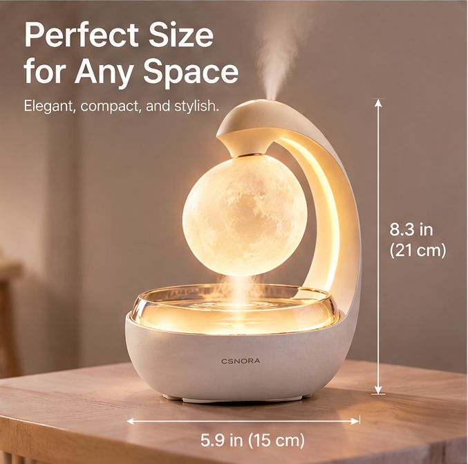 🌙 CSNORA® Levitating Moon Humidifier – 3-Color Glow & Nano Mist