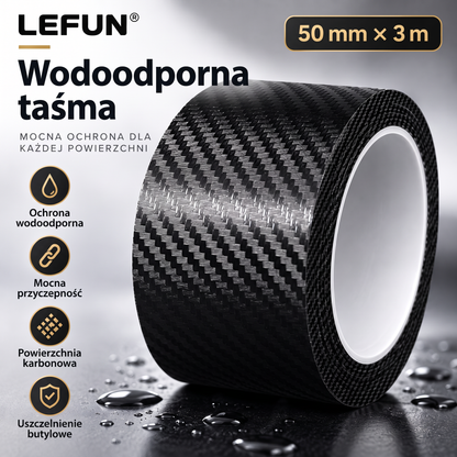 LEFUN® 💧 Wyjątkowo mocna taśma wodoodporna – warstwa ochronna o wyglądzie karbonu + uszczelka butylowa chroniąca przed przeciekami i wilgocią
