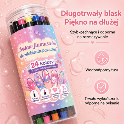 OSTATNI DZIEŃ · 50% ZNIŻKI 🌈 Zestaw 24 dwustronnych pisaków do zdobienia paznokci 💕