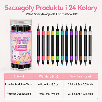 OSTATNI DZIEŃ · 50% ZNIŻKI 🌈 Zestaw 24 dwustronnych pisaków do zdobienia paznokci 💕