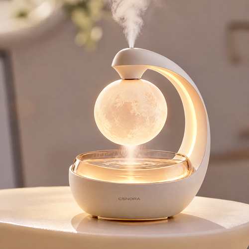 🌙 CSNORA® Levitating Moon Humidifier – 3-Color Glow & Nano Mist