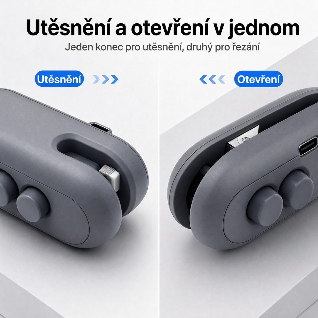 Vitalisys® Przenośna ładowalna zgrzewarka do woreczków – 2w1 USB-C mini urządzenie do zgrzewania i cięcia ✨