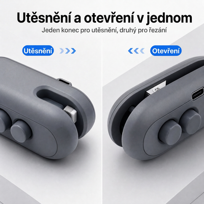 Vitalisys® Przenośna ładowalna zgrzewarka do woreczków – 2w1 USB-C mini urządzenie do zgrzewania i cięcia ✨