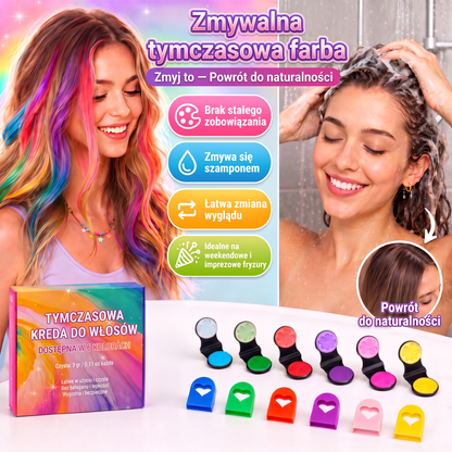 🌟Ostatni dzień -50% RABATU🔥🔥Zestaw 6 kolorowych tymczasowych kred do włosów z aplikatorem🌟