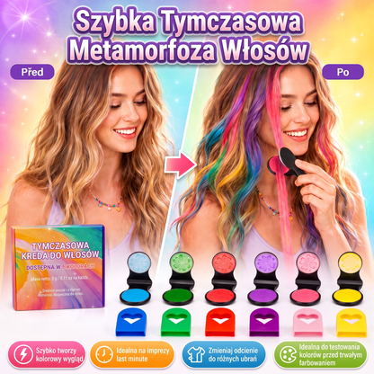 🌟Ostatni dzień -50% RABATU🔥🔥Zestaw 6 kolorowych tymczasowych kred do włosów z aplikatorem🌟