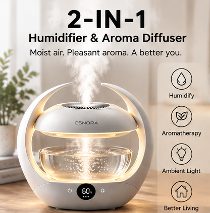 💧 CSNORA® Smart Ultrasonic Humidifier – 600ml LED Desk Humidifier with Ambient Night Light