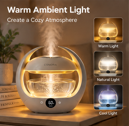 💧 CSNORA® Smart Ultrasonic Humidifier – 600ml LED Desk Humidifier with Ambient Night Light