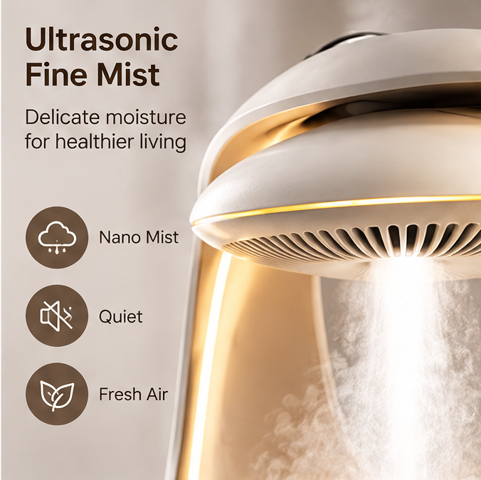 ✨ CSNORA® 600ml Ultrasonic Desk Humidifier – Warm Light & Whisper-Quiet Comfort