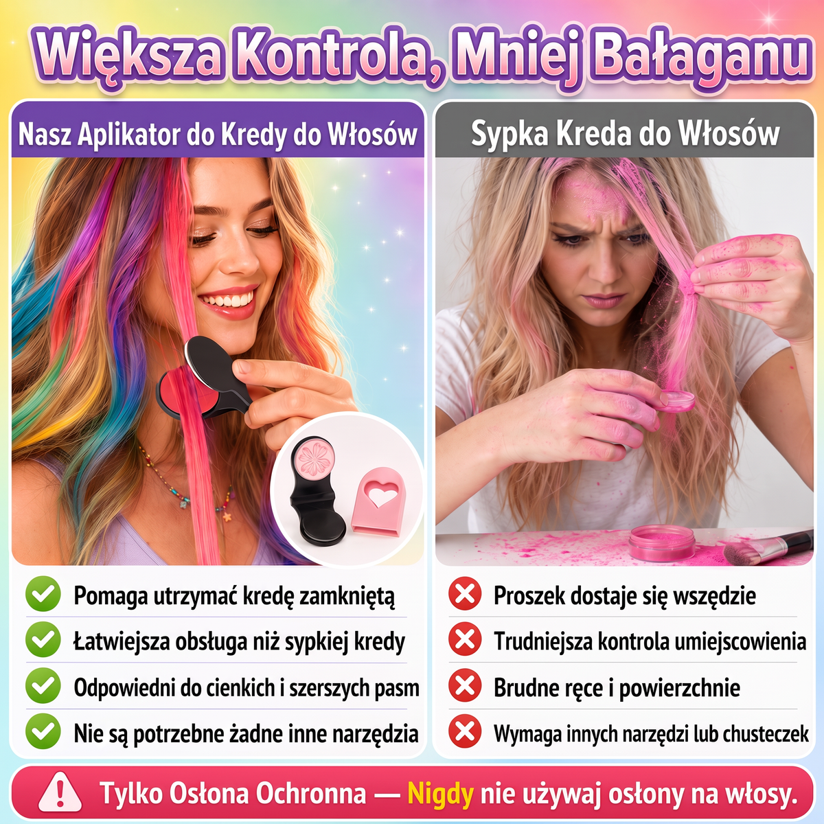 🌟Ostatni dzień -50% RABATU🔥🔥Zestaw 6 kolorowych tymczasowych kred do włosów z aplikatorem🌟