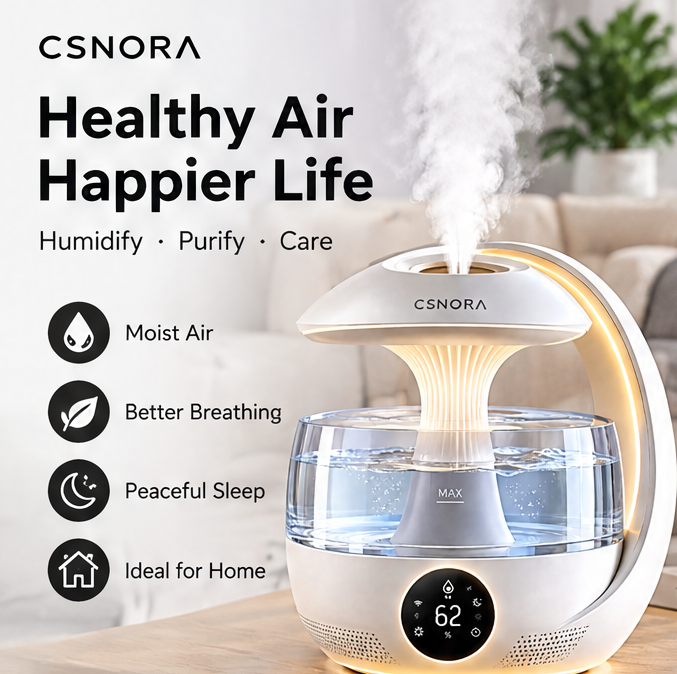 🌈 CSNORA® 3.0L Smart Humidifier – WiFi Control & Multicolor Night Light