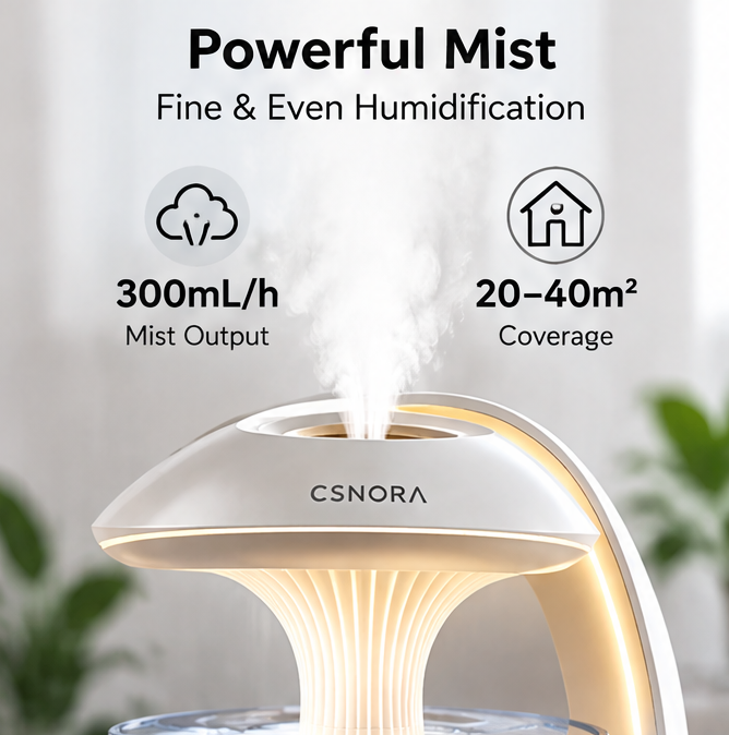 🌈 CSNORA® 3.0L Smart Humidifier – WiFi Control & Multicolor Night Light