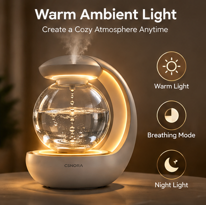 🌊 CSNORA® Anti-Gravity Water Drop Humidifier – Warm Glow & Ultra-Quiet Mist