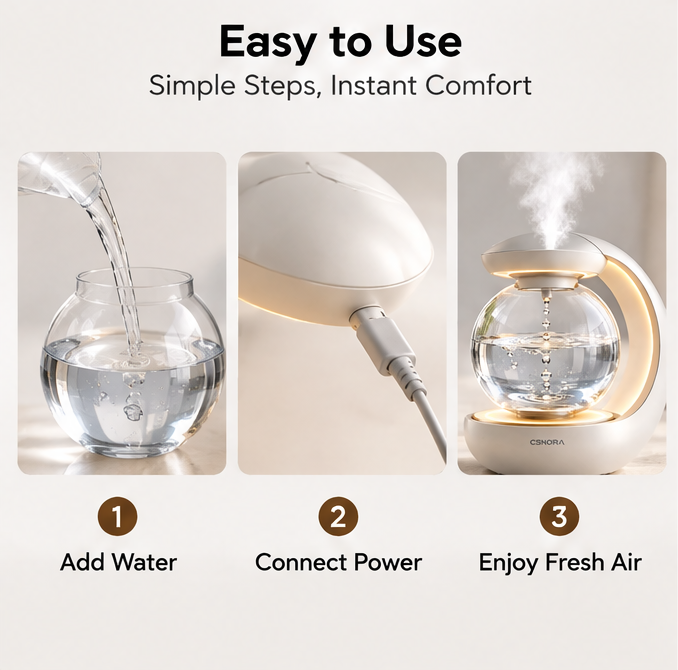 🌊 CSNORA® Anti-Gravity Water Drop Humidifier – Warm Glow & Ultra-Quiet Mist