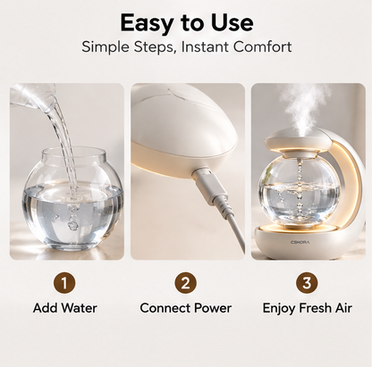 🌊 CSNORA® Anti-Gravity Water Drop Humidifier – Warm Glow & Ultra-Quiet Mist