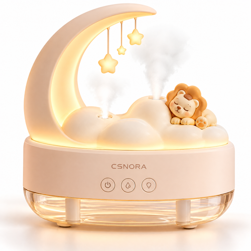 🐻 CSNORA® Crescent Moon Bear Humidifier – Dual Mist & Warm Night Light