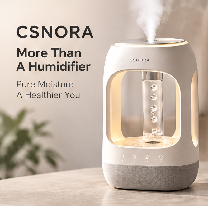 🫧 CSNORA® Bubble Humidifier – 7-Color Glow & Quiet Mist