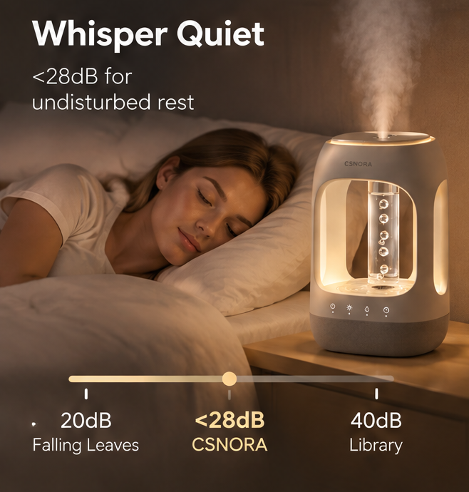 🫧 CSNORA® Bubble Humidifier – 7-Color Glow & Quiet Mist