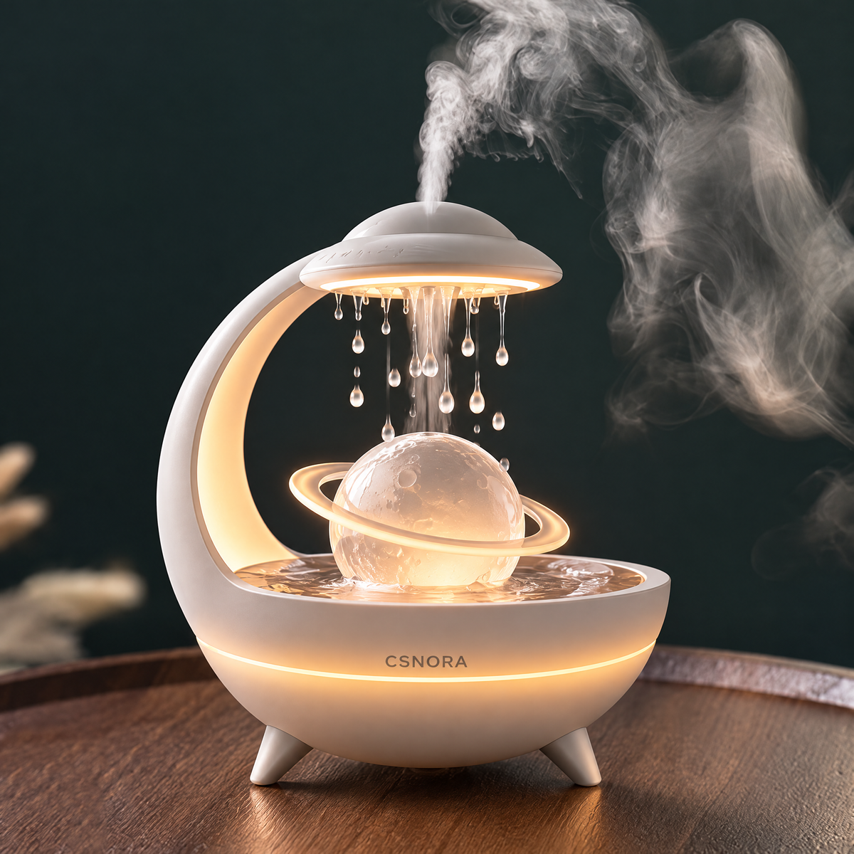 🪐 CSNORA® Planet Rain Cloud Humidifier – Rainfall Sounds & 7-Color Glow