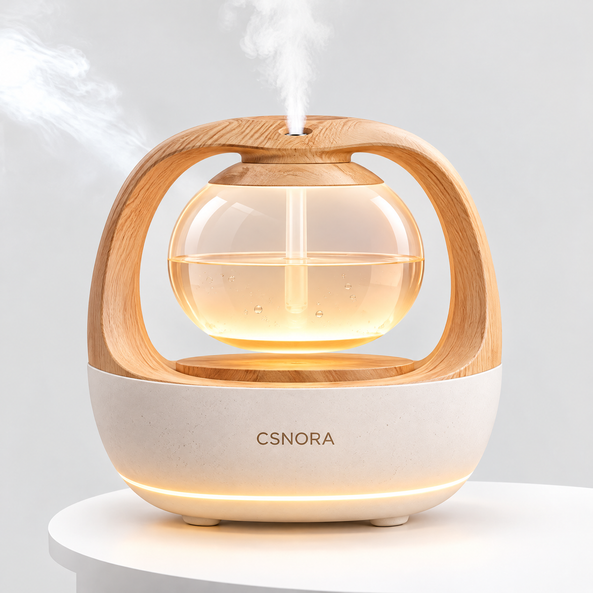 🍃 CSNORA® 500ml Wood Grain Humidifier – Aroma Diffuser & Warm Glow