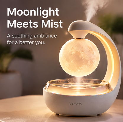 🌙 CSNORA® Levitating Moon Humidifier – 3-Color Glow & Nano Mist