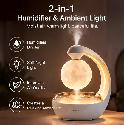 🌙 CSNORA® Levitating Moon Humidifier – 3-Color Glow & Nano Mist