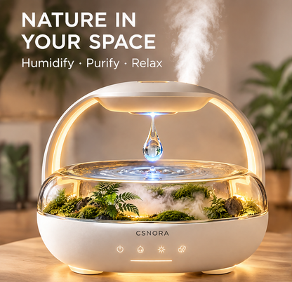 🌿 CSNORA® Rainforest Terrarium Humidifier – 650ml Anti-Gravity Mist & Mood Lighting