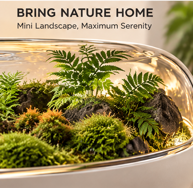 🌿 CSNORA® Rainforest Terrarium Humidifier – 650ml Anti-Gravity Mist & Mood Lighting