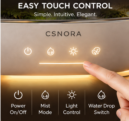 🌿 CSNORA® Rainforest Terrarium Humidifier – 650ml Anti-Gravity Mist & Mood Lighting