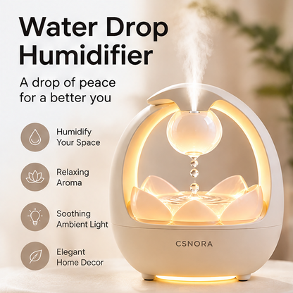 🌸 CSNORA® Lotus Water Drop Humidifier – 2-in-1 Aroma Diffuser & Warm Glow