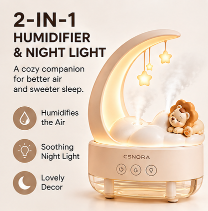 🐻 CSNORA® Crescent Moon Bear Humidifier – Dual Mist & Warm Night Light