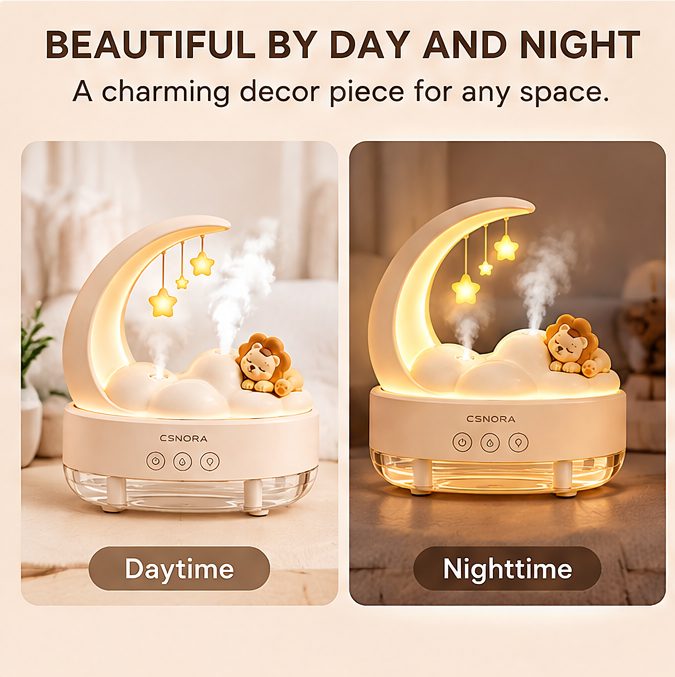 🐻 CSNORA® Crescent Moon Bear Humidifier – Dual Mist & Warm Night Light