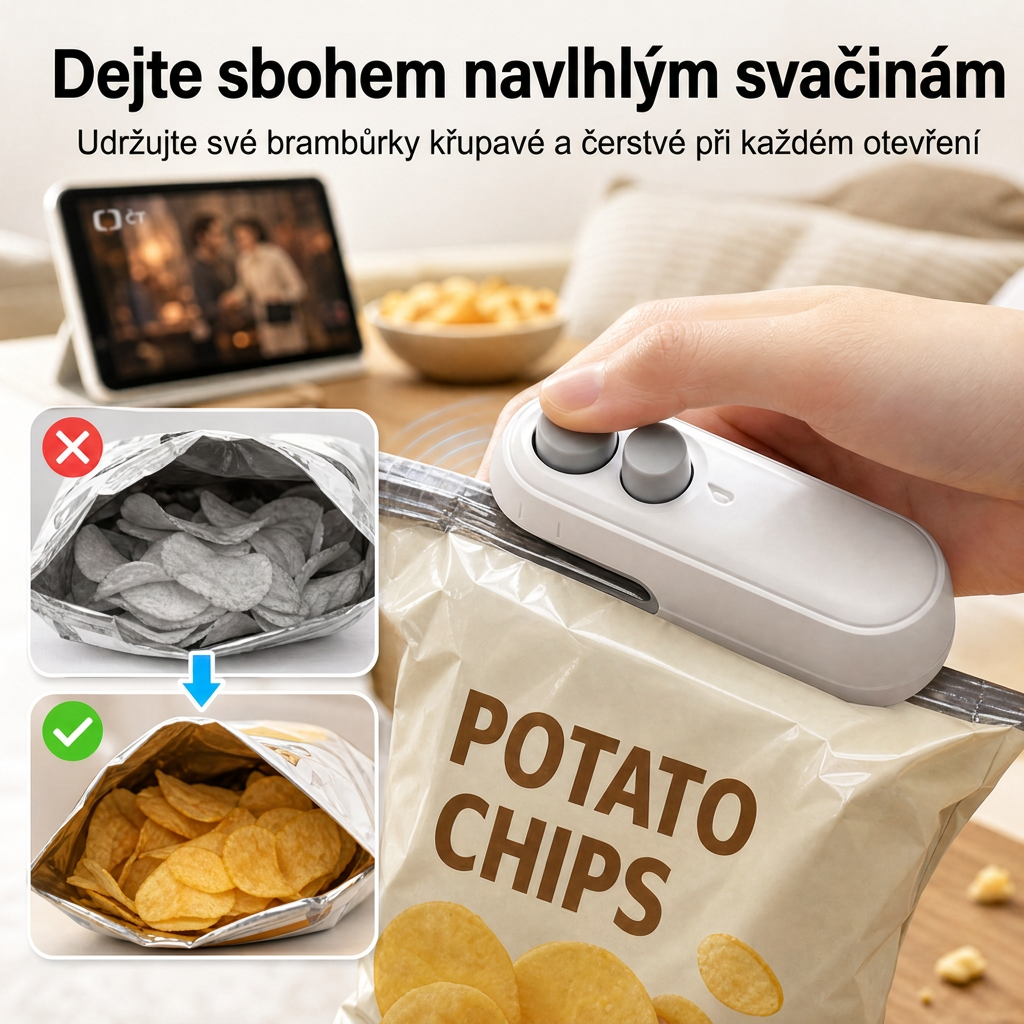 Vitalisys® Przenośna ładowalna zgrzewarka do woreczków – 2w1 USB-C mini urządzenie do zgrzewania i cięcia ✨