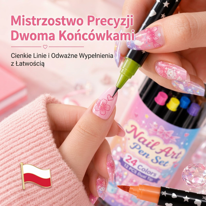 OSTATNI DZIEŃ · 50% ZNIŻKI 🌈 Zestaw 24 dwustronnych pisaków do zdobienia paznokci 💕