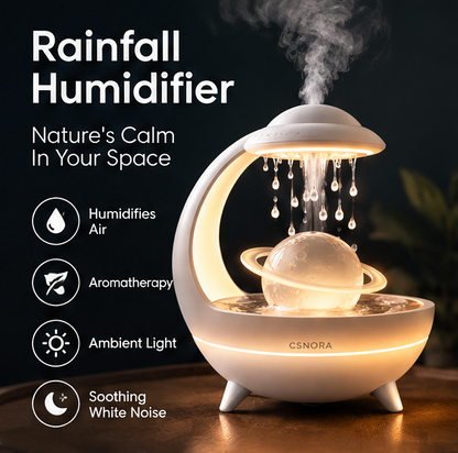 🪐 CSNORA® Planet Rain Cloud Humidifier – Rainfall Sounds & 7-Color Glow