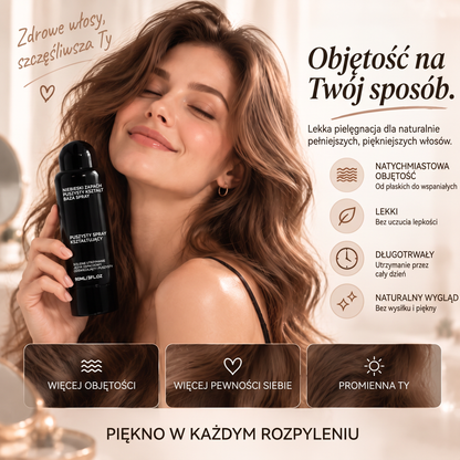 Vitalisys® Fluffy Hair – Modelujący spray zwiększający objętość włosów – lekka formuła dodająca objętości od nasady, zapewniająca naturalny ruch włosów i delikatny brzoskwiniowy zapach 💧