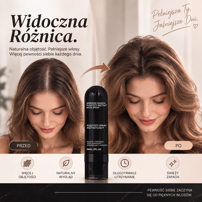 🔥🔥Vitalisys® Fluffy Hair – Modelujący spray zwiększający objętość włosów – lekka formuła dodająca objętości od nasady, zapewniająca naturalny ruch włosów i delikatny brzoskwiniowy zapach 👸