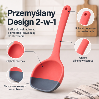 🥄 Silikonowa łyżka i łopatka 2 w 1 – Wielofunkcyjne narzędzie do gotowania i serwowania ✨