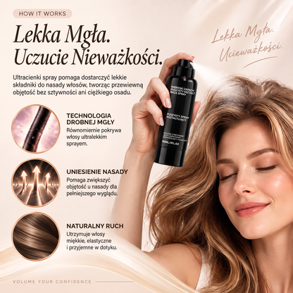 🌈🌈Vitalisys® Fluffy Hair – Modelujący spray zwiększający objętość włosów – lekka formuła dodająca objętości od nasady, zapewniająca naturalny ruch włosów i delikatny brzoskwiniowy zapach 👸