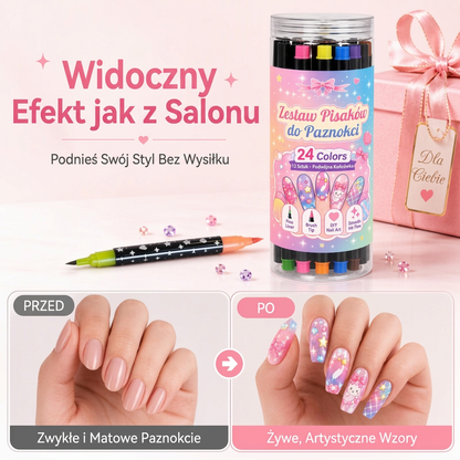 OSTATNI DZIEŃ · 50% ZNIŻKI 🌈 Zestaw 24 dwustronnych pisaków do zdobienia paznokci 💕