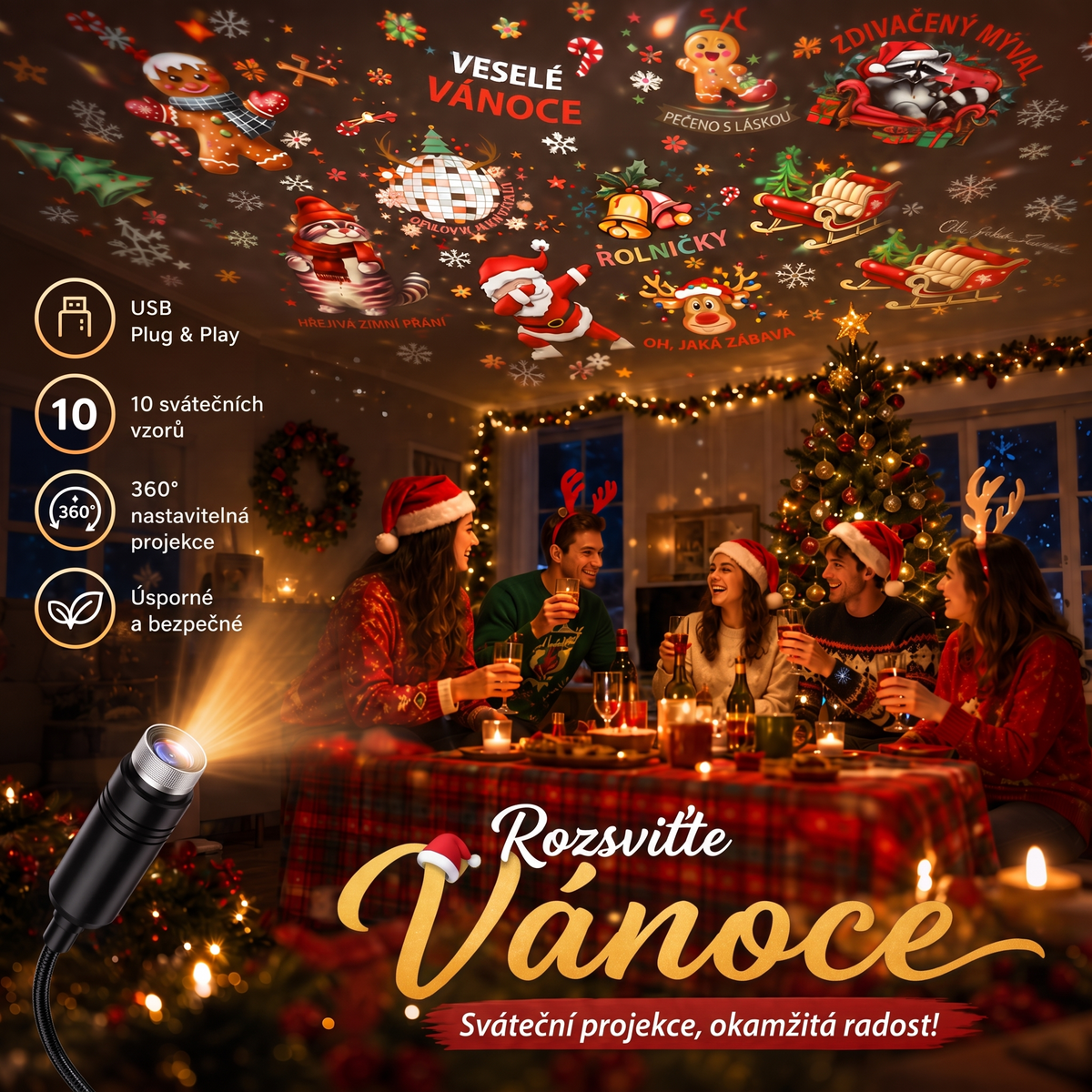 Vitalisys® 5D Inteligentny Projektor Gwiazd 🌌 – 30+ dynamicznych scen i sterowanie aplikacją 💖