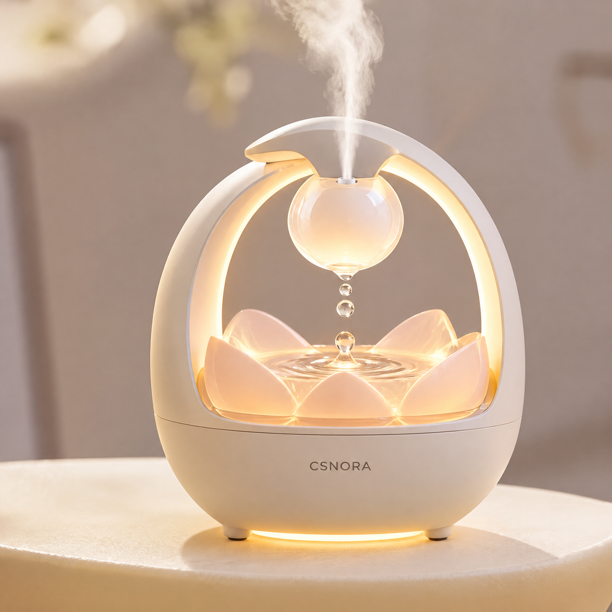 🌸 CSNORA® Lotus Water Drop Humidifier – 2-in-1 Aroma Diffuser & Warm Glow