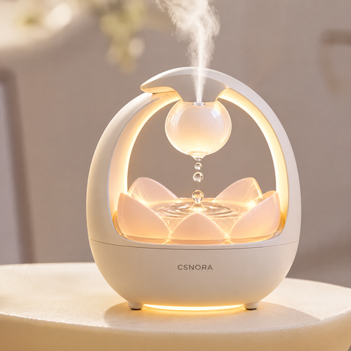 🌸 CSNORA® Lotus Water Drop Humidifier – 2-in-1 Aroma Diffuser & Warm Glow