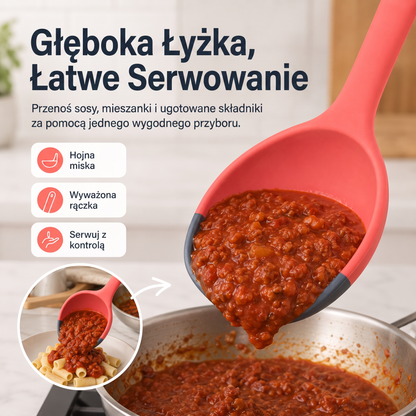 🥄 Silikonowa łyżka i łopatka 2 w 1 – Wielofunkcyjne narzędzie do gotowania i serwowania ✨