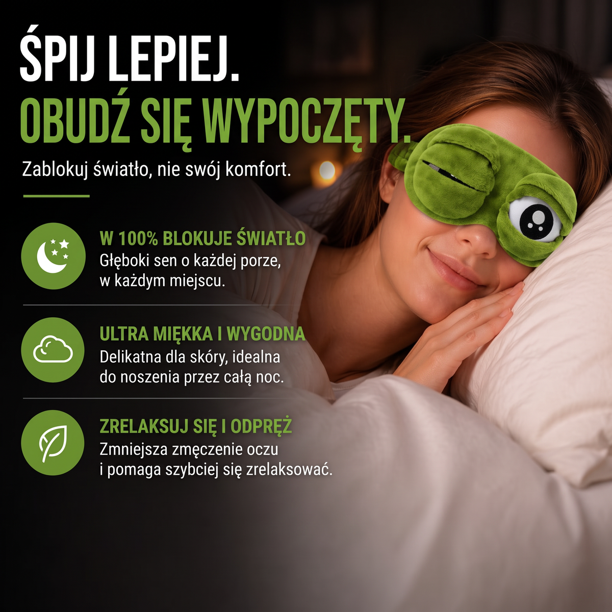 🔥🔥 Ostatni dzień – 49% rabatu 🎁 2026 3D Żabia Maska do Spania 🐸 Miękka i wygodna