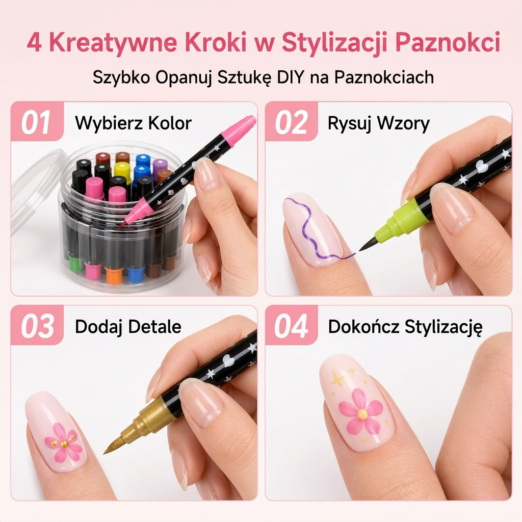 OSTATNI DZIEŃ · 50% ZNIŻKI 🌈 Zestaw 24 dwustronnych pisaków do zdobienia paznokci 💕