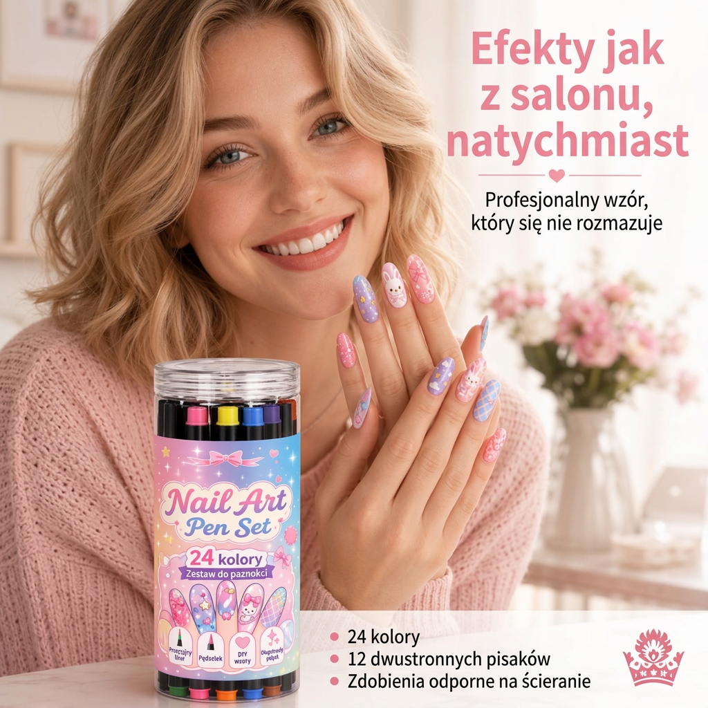 OSTATNI DZIEŃ · 50% ZNIŻKI 🌈 Zestaw 24 dwustronnych pisaków do zdobienia paznokci 💕