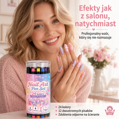 OSTATNI DZIEŃ · 50% ZNIŻKI 🌈 Zestaw 24 dwustronnych pisaków do zdobienia paznokci 💕