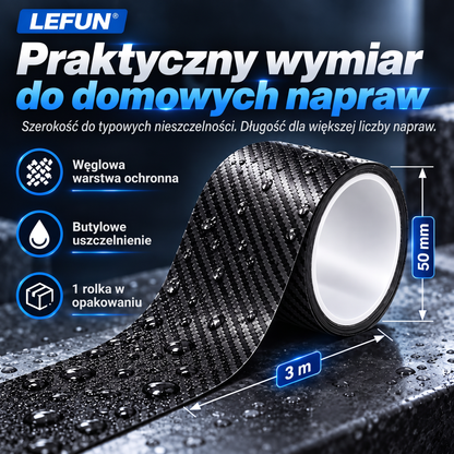 LEFUN® 💧 Wyjątkowo mocna taśma wodoodporna – warstwa ochronna o wyglądzie karbonu + uszczelka butylowa chroniąca przed przeciekami i wilgocią