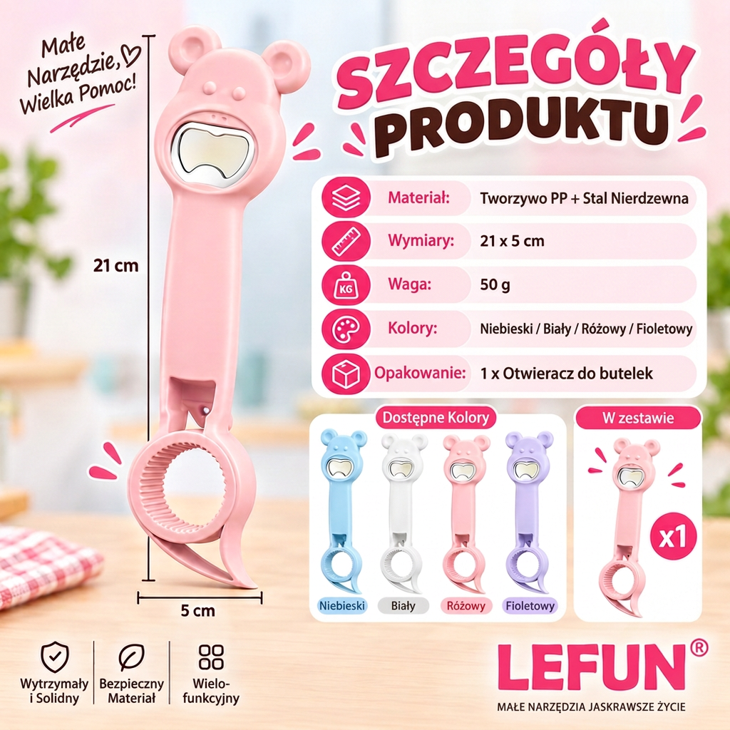 LEFUN® Otwieracz 4w1 👑 – Otwórz każde wieczko bez zbędnego wysiłku 💎