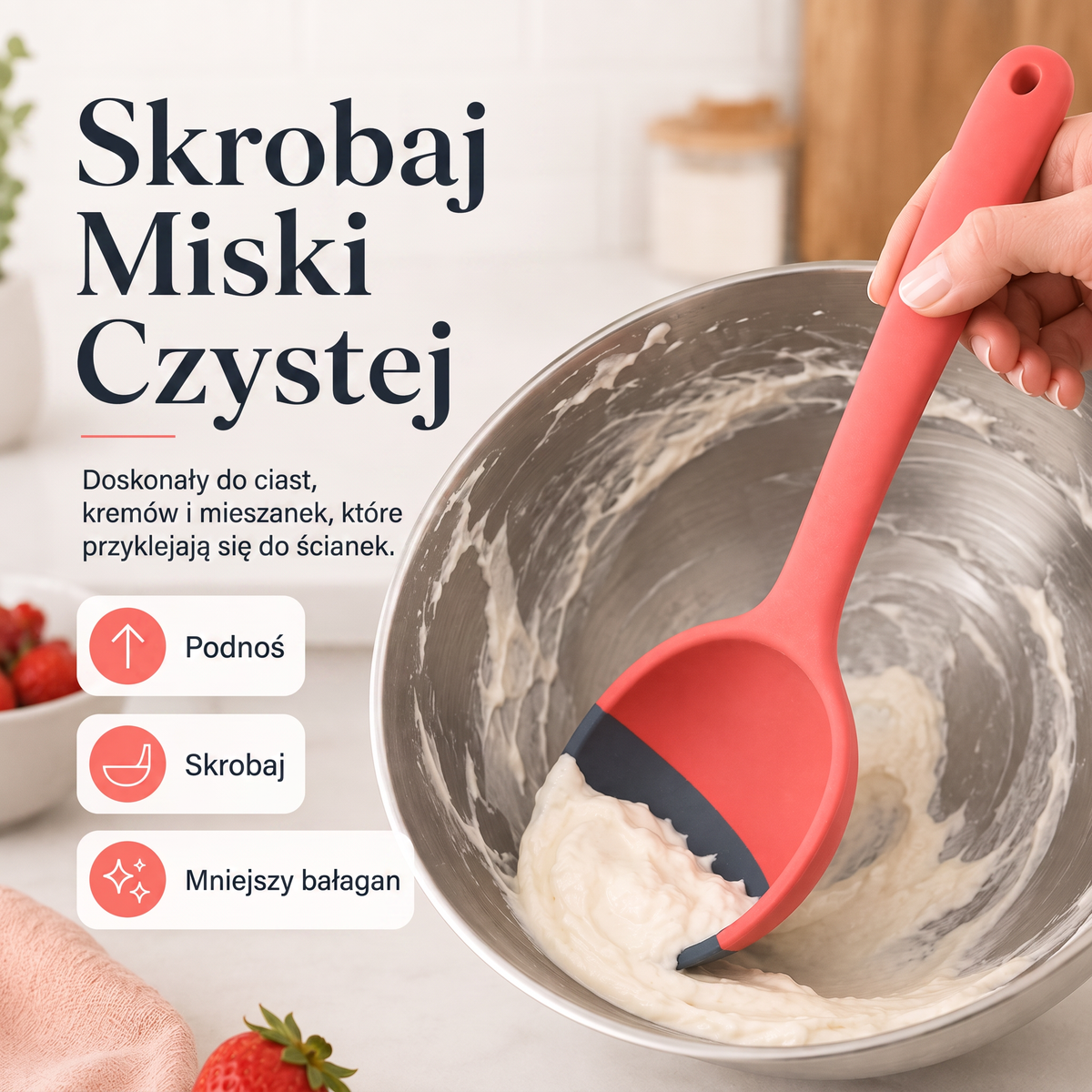 🥄 Silikonowa łyżka i łopatka 2 w 1 – Wielofunkcyjne narzędzie do gotowania i serwowania ✨
